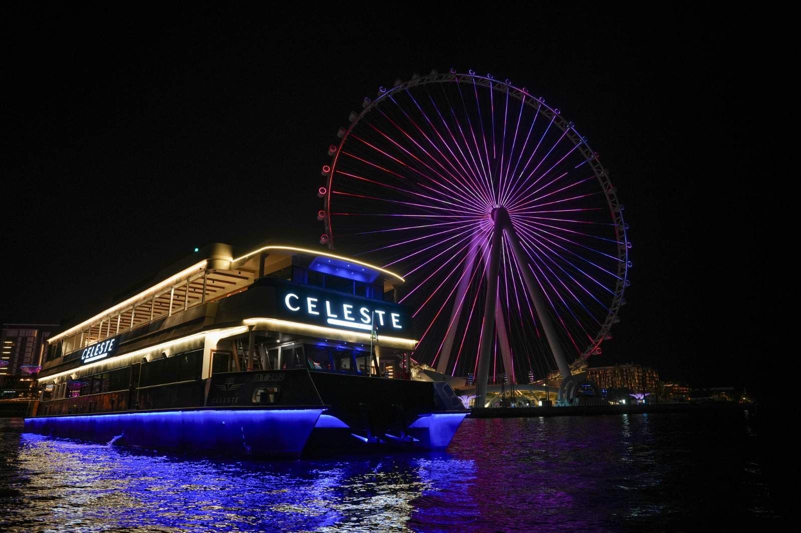 Celeste Marina cruise luxury dinner cruise in Dubai Marina with Ain Dubai view