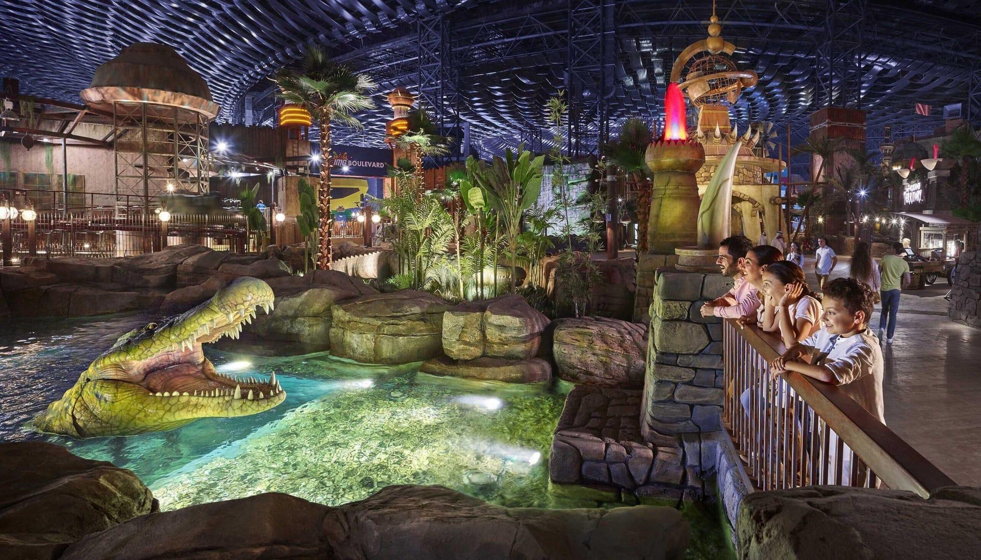 Colourful themed zone inside IMG Worlds of Adventure indoor park Dubai